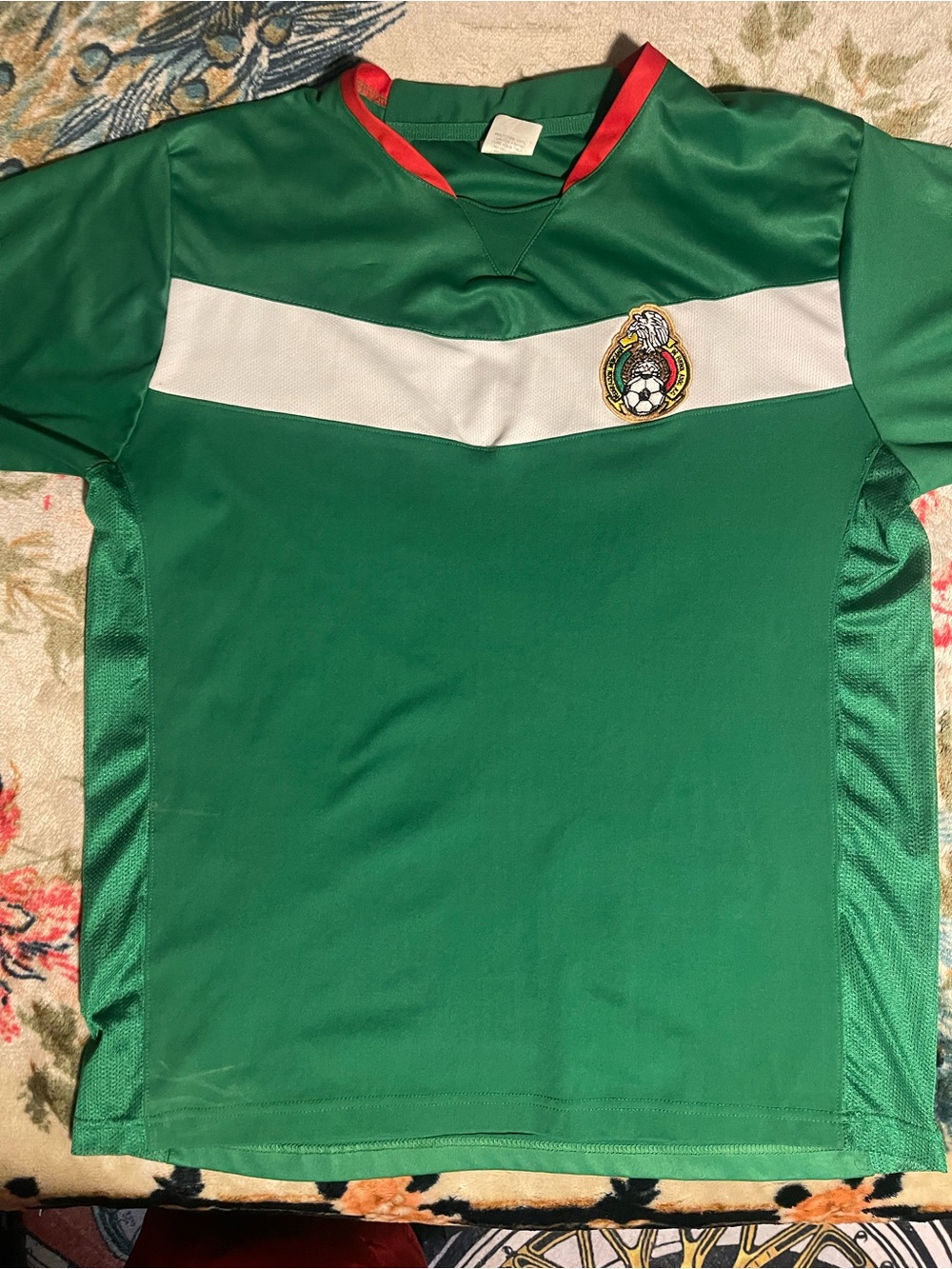 Green Men's Soccer Jersey with White Chest Stripe